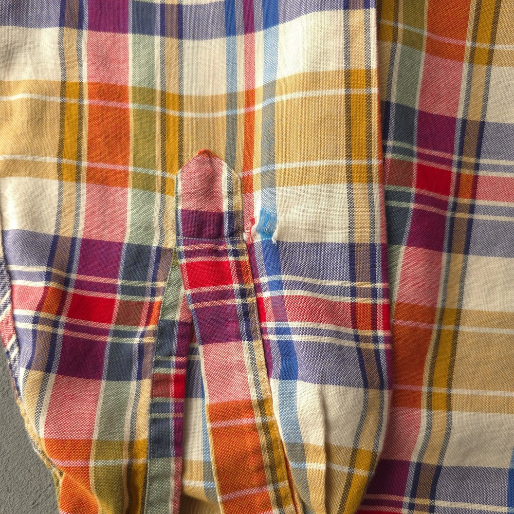 Vintage 1960s Gant Multicolor Plaid Button Down Shirt The Hugger Tapered Body - Picture 7 of 13